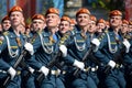 Students of the Academy of civil defence EMERCOM of Russia for the dress rehearsal of parade on red square in honor of Victory Day Royalty Free Stock Photo