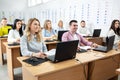 Students attending a class in driving school Royalty Free Stock Photo