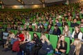 Students in a big lecture hall at Maastricht University, Maastricht, netherlands