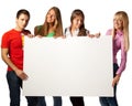 Students with blank sign Royalty Free Stock Photo