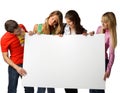 Students with blank sign Royalty Free Stock Photo