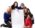 Students with blank sign Royalty Free Stock Photo