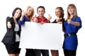 Students with blank sign Royalty Free Stock Photo