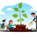 Students books plant teacher vector graphics Royalty Free Stock Photo