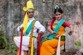 Students are celebrating Holi or `Basanta Utsav` at Rabindra Bharati University campus in Kolkata, India on 5th March 2020 Royalty Free Stock Photo