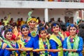 Students are celebrating Holi or `Basanta Utsav` at Rabindra Bharati University campus in Kolkata, India on 5th March 2020