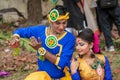 Students are celebrating Holi or `Basanta Utsav` at Rabindra Bharati University campus in Kolkata, India on 5th March 2020 Royalty Free Stock Photo