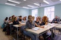 Students in a class of new academic building of Higher School of Economics Royalty Free Stock Photo