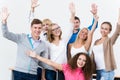 Students in the class raised their hands Royalty Free Stock Photo