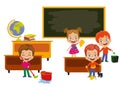 Students cleaning up school classrooms Royalty Free Stock Photo