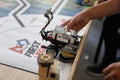 Students competing during the Lego Challenge robotics competition in Mallorca robot detaiil