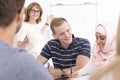 Students cooperating during language course Royalty Free Stock Photo