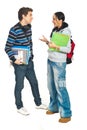 Students couple having conversation Royalty Free Stock Photo