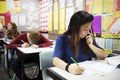 Students doing the exam in classroom