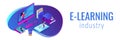 E-learning isometric 3D banner header. Royalty Free Stock Photo