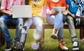 Students Education Social Media Laptop Tablet Royalty Free Stock Photo