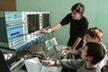 Students of Electrotechnical College in class in the laboratory