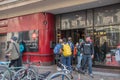 Students entering and leaving via the front door of The University of the Arts on Broad Street in Center City Philadelphia