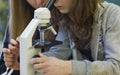 Students experimenting and discovering in science class Royalty Free Stock Photo