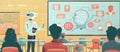 A futuristic classroom features an AI robot instructor interacting with engaged students AIG62 Royalty Free Stock Photo