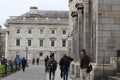 Students gathering around trinity university college in Dublin Ireland. Royalty Free Stock Photo