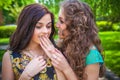 Students girls having fun outside Royalty Free Stock Photo