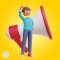 cute boy students are giving oration, 3d cartoon illustration concept Royalty Free Stock Photo