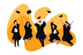 Students graduate from university or college. Vector flat illustration. Exams, education and graduation concept Royalty Free Stock Photo