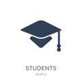 students graduation hat icon in trendy design style. students graduation hat icon isolated on white background. students