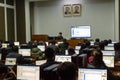 Students at the Grand People`s Study House in Pyongyang, North Korea Royalty Free Stock Photo