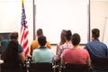 Students in hall sitting back view Royalty Free Stock Photo