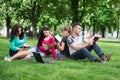 Students having lesson outdoor