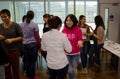 Students having speaking practice in classroom