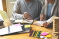 Students helps friend teaching and learning subject additional in library. Education concept Royalty Free Stock Photo