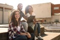 Students with laptop in Campus Royalty Free Stock Photo