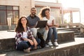 Students with laptop in Campus Royalty Free Stock Photo