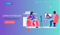 Students learning through podcasts and webinars. Education and internet technology web page template Royalty Free Stock Photo