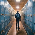 students\' lockers, AI generated Royalty Free Stock Photo