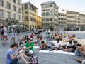Students on Maria Novella Square, Florence, Italy