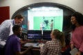 Students On Media Studies Course In TV Editing Suite Royalty Free Stock Photo