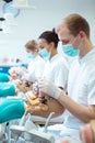 Students of medicine in dental cabinet Royalty Free Stock Photo