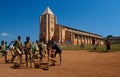 Students outside a Catholic school in Rwanda