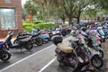 Students park their scooters at the University of Florida