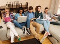 Students preparing for exams in home interior Royalty Free Stock Photo