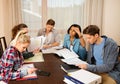 Students preparing for exams in home interior Royalty Free Stock Photo