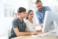 Students with professor in classroom Royalty Free Stock Photo