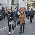Students protest against fees and cuts and debt in central London.
