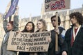 Students protest against fees and cuts and debt in central London.