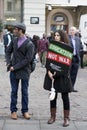 Students protest against fees and cuts and debt in central London.