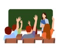 Students raising their hands in class Royalty Free Stock Photo